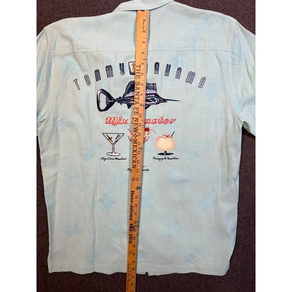 #A069 Tommy Bahama Mens Medium NWT 100% Silk Camp Shirt Mix Master Embroidered - Picture 6 of 7